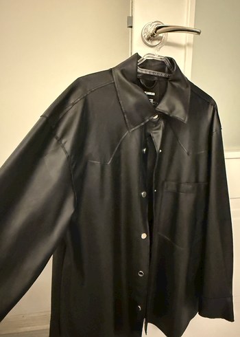 Düğmeli Siyah Deri Kadın Ceket - Görsel 6