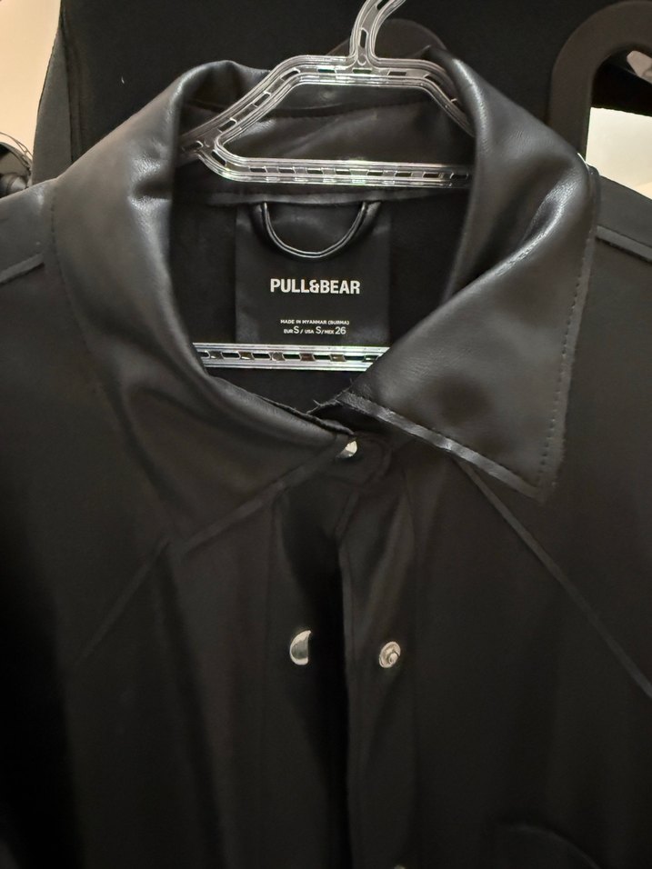 Düğmeli Siyah Deri Kadın Ceket - Görsel 3