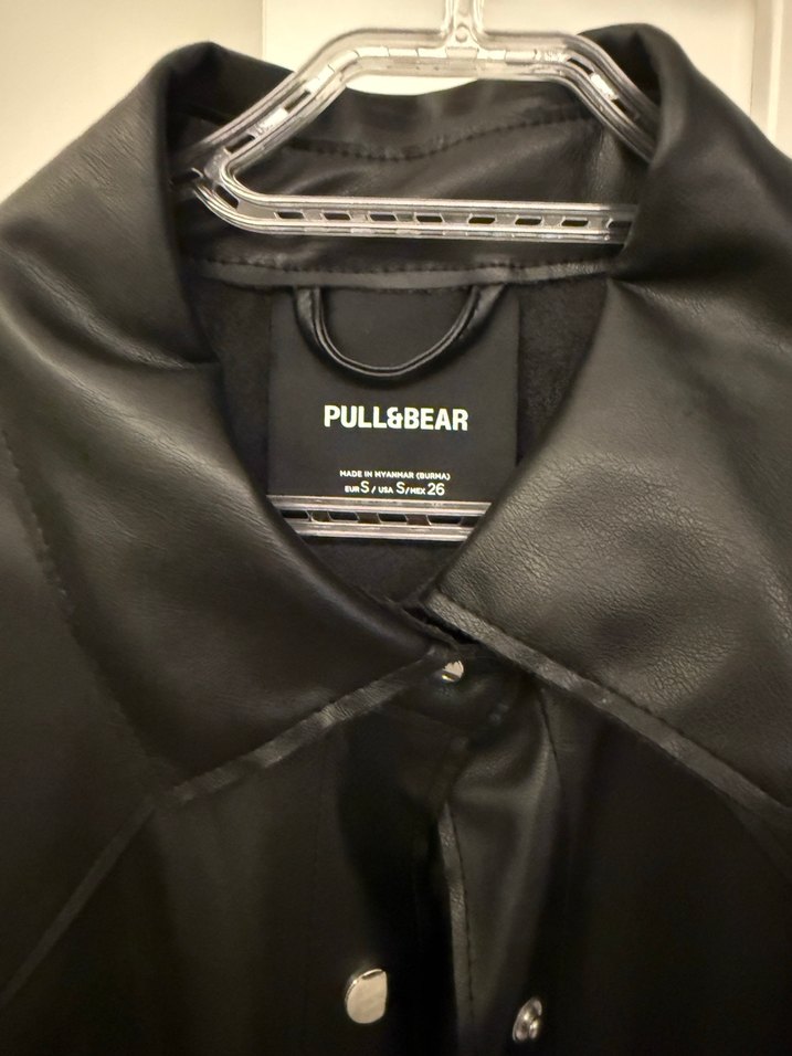 Düğmeli Siyah Deri Kadın Ceket - Görsel 5