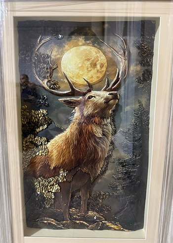 Altın Renkli Geyik Figürlü Tablo - Görsel 3