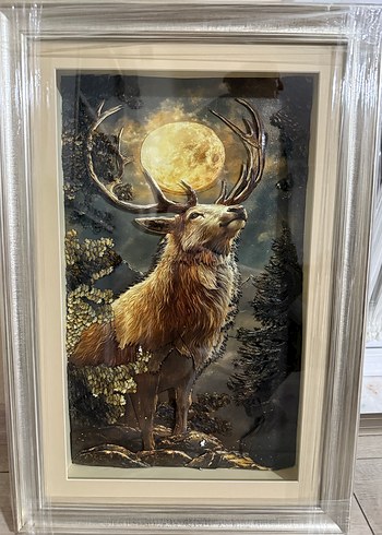 Altın Renkli Geyik Figürlü Tablo - Görsel 2