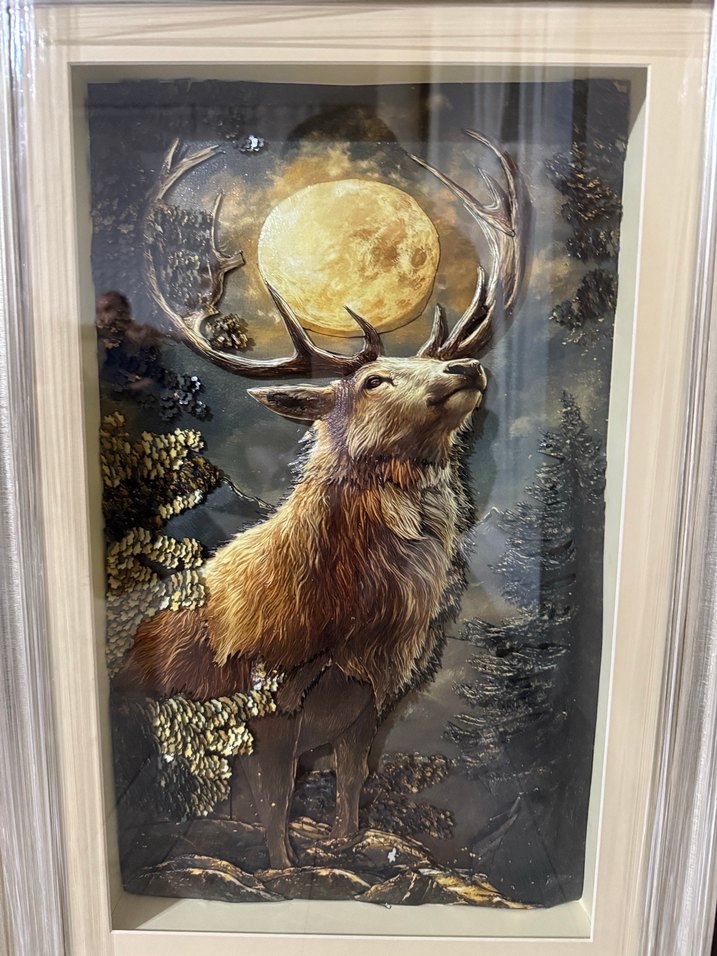 Altın Renkli Geyik Figürlü Tablo - Görsel 3