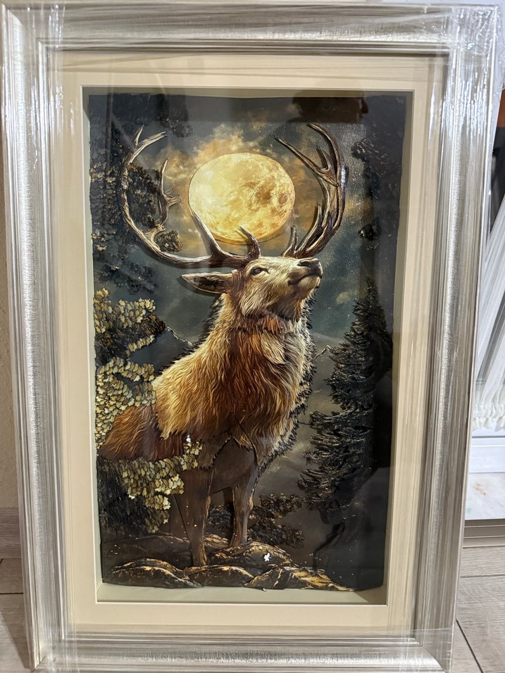 Altın Renkli Geyik Figürlü Tablo - Görsel 2