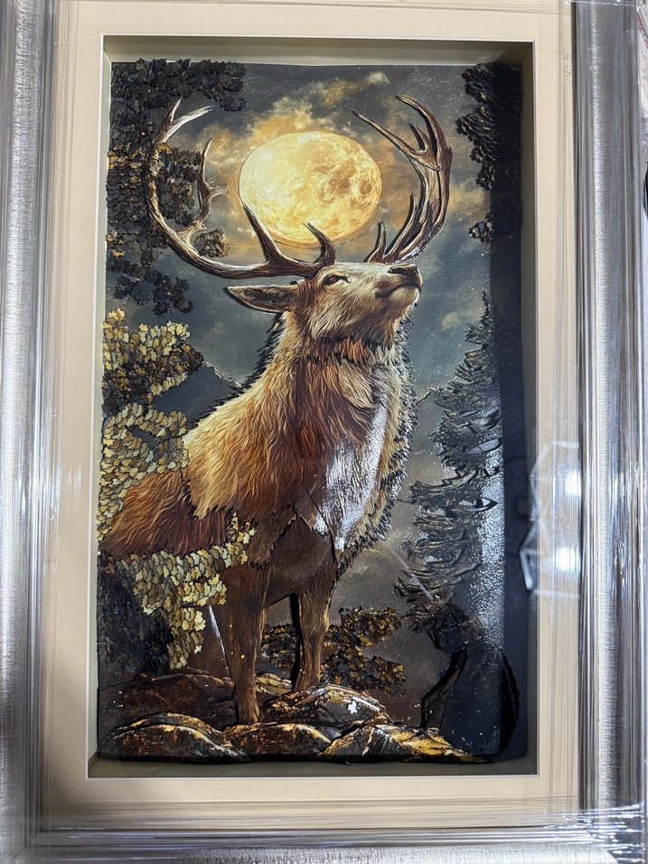 Altın Renkli Geyik Figürlü Tablo - Görsel 4