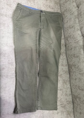 Gri Keten Kumaş Rahat Kesim Erkek Pantolon