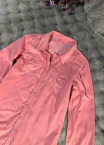 Pembe kız Denim Gömlek Uzun Kollu - Görsel 2