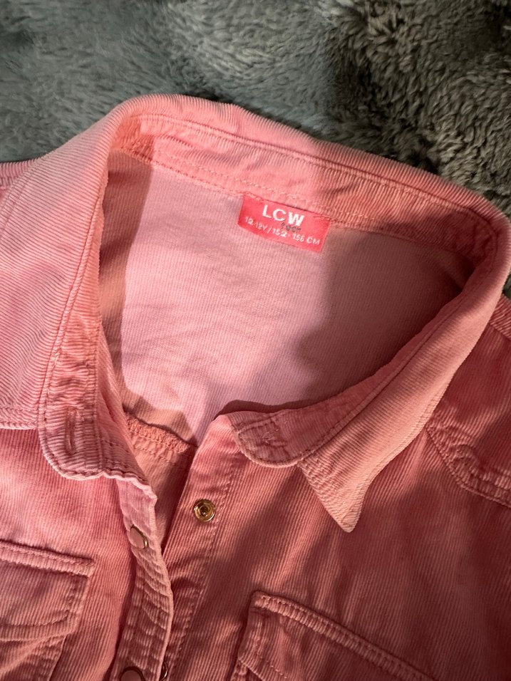 Pembe kız Denim Gömlek Uzun Kollu - Görsel 3