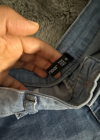 Kadın Mavi Kısa Kot Şort Rahat Kesim - Görsel 3