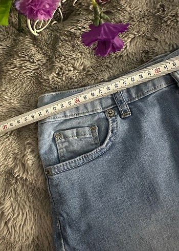 Kadın Mavi Kısa Kot Şort Rahat Kesim - Görsel 5