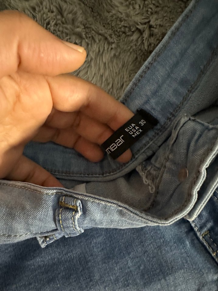 Kadın Mavi Kısa Kot Şort Rahat Kesim - Görsel 3