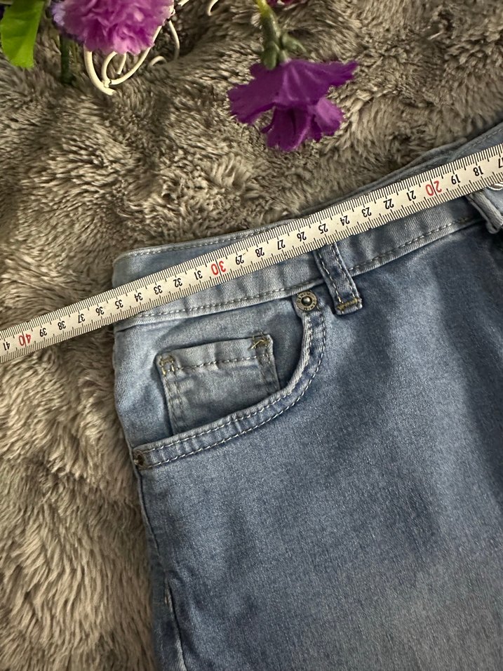 Kadın Mavi Kısa Kot Şort Rahat Kesim - Görsel 5