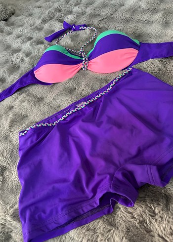 Zincir Detaylı Renkli Mini Bikini Takımı - Görsel 2