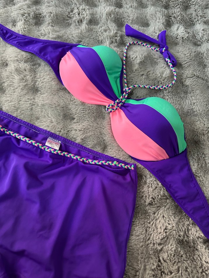 Zincir Detaylı Renkli Mini Bikini Takımı - Görsel 3