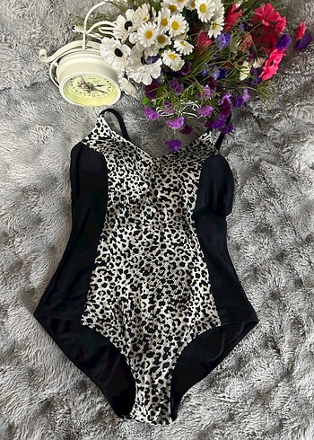 Zebra Desenli Siyah Strappy Mayo - Görsel 4