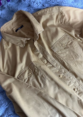 Bej Düğmeli Uzun Kollu Erkek Gömlek - Görsel 2