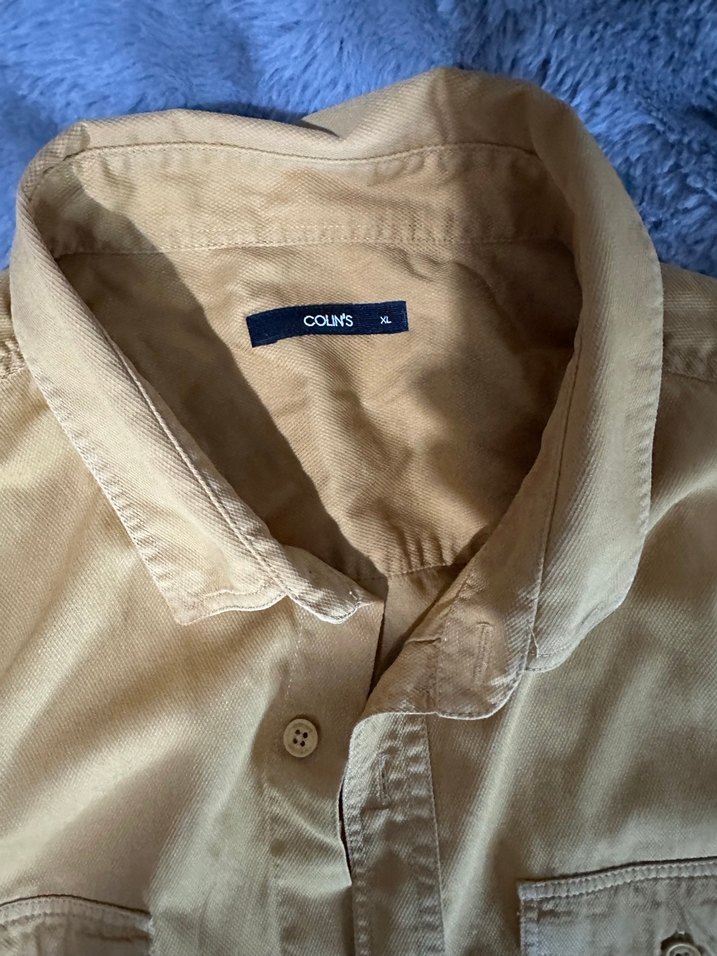 Bej Düğmeli Uzun Kollu Erkek Gömlek - Görsel 3