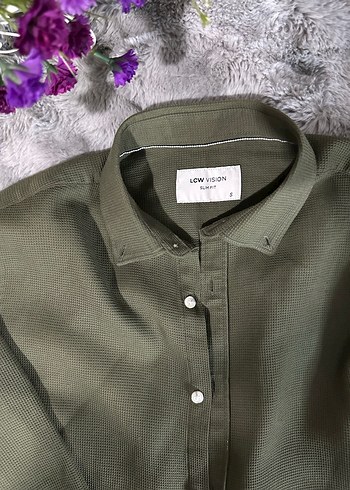 Düğmeli, Uzun Kollu erkek Haki Gömlek - Görsel 3