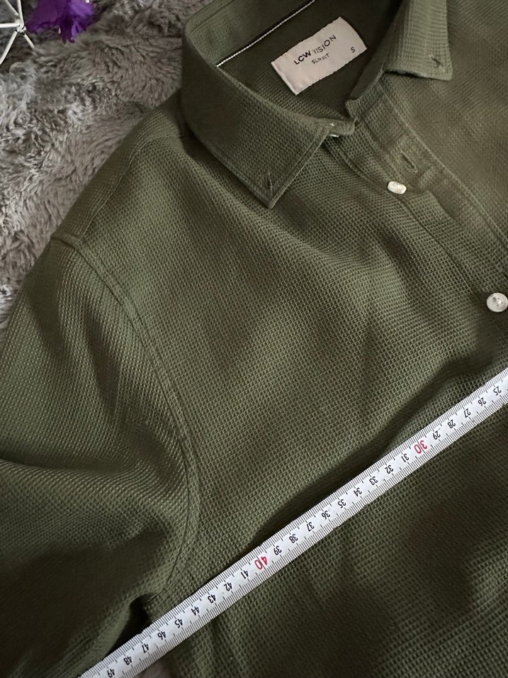 Düğmeli, Uzun Kollu erkek Haki Gömlek - Görsel 5