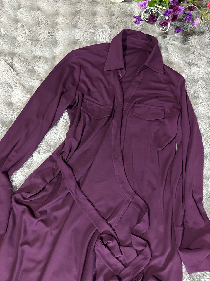 Mor Uzun Kollu Rahat Kadın Sabahlık - Görsel 3