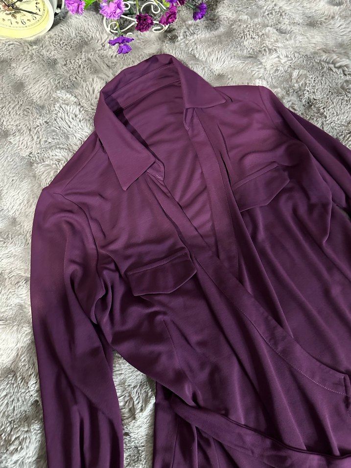 Mor Uzun Kollu Rahat Kadın Sabahlık - Görsel 2