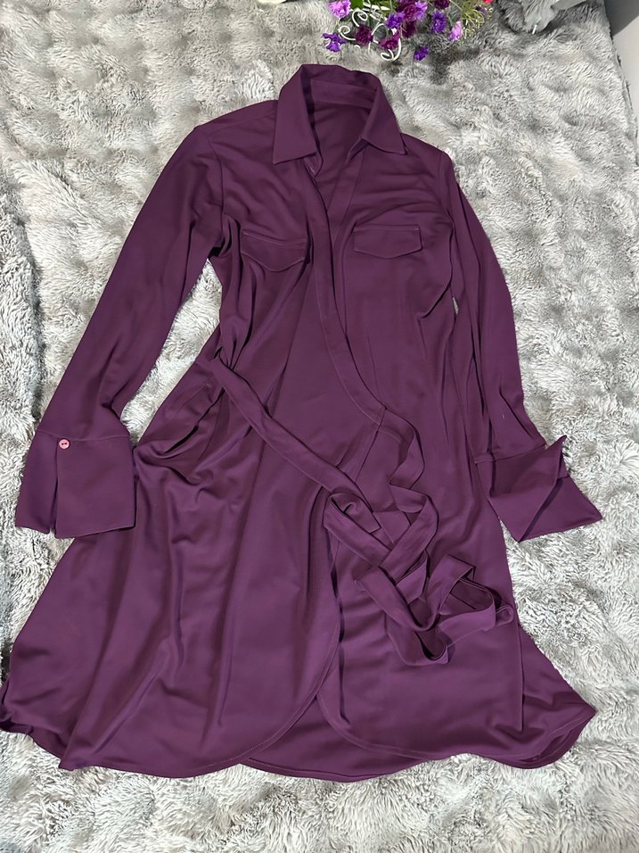 Mor Uzun Kollu Rahat Kadın Sabahlık - Görsel 4