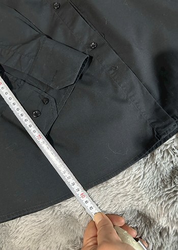 Düz Siyah Uzun Kollu erkek Gömlek - Görsel 7