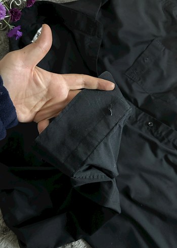 Düz Siyah Uzun Kollu erkek Gömlek - Görsel 4