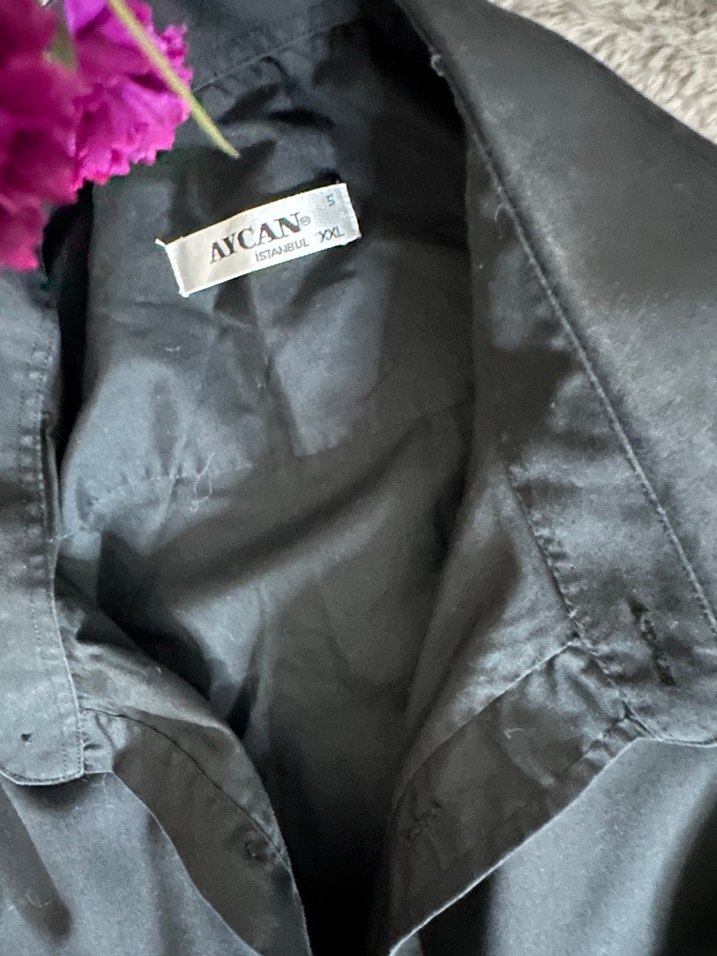 Düz Siyah Uzun Kollu erkek Gömlek - Görsel 3