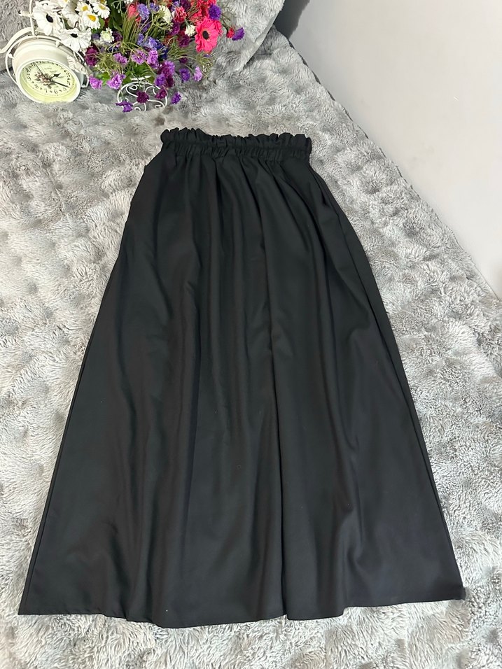 Kadın Gri Uzun Saten Etek - Görsel 2