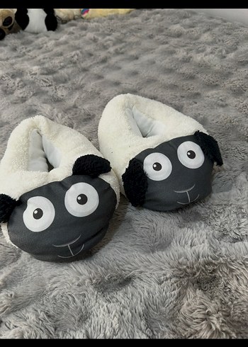 Kız Çocuk Gri Peluş Kürklü Sıcak Terlik - Görsel 2