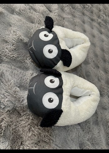 Kız Çocuk Gri Peluş Kürklü Sıcak Terlik - Görsel 3