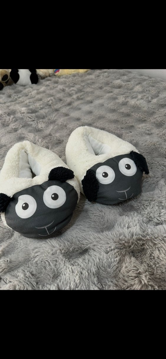 Kız Çocuk Gri Peluş Kürklü Sıcak Terlik - Görsel 2