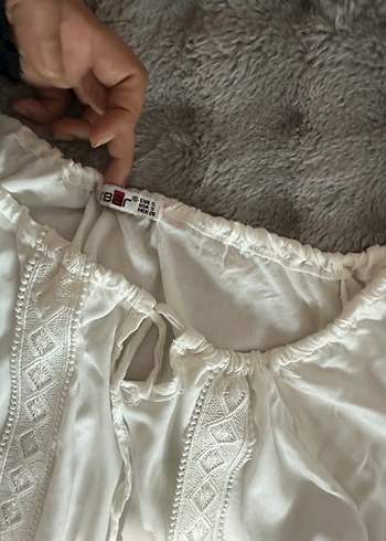 Dantelli Bohem Uzun Kollu Beyaz Bluz - Görsel 2