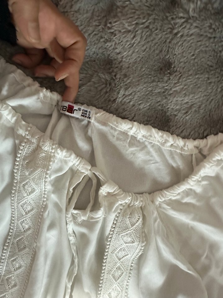 Dantelli Bohem Uzun Kollu Beyaz Bluz - Görsel 2