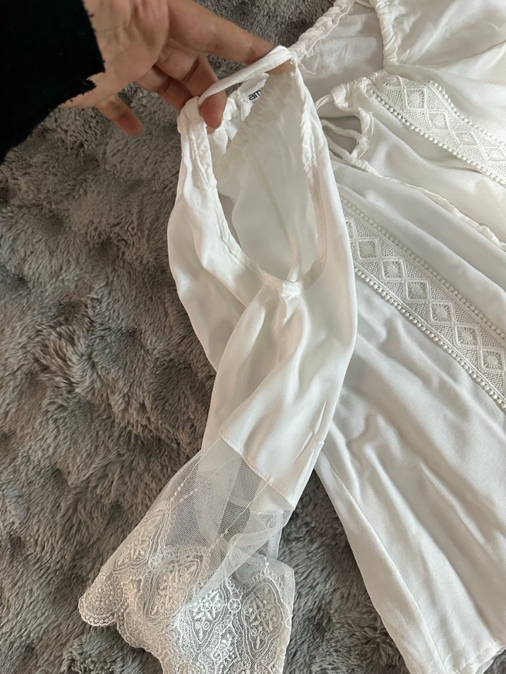 Dantelli Bohem Uzun Kollu Beyaz Bluz - Görsel 3