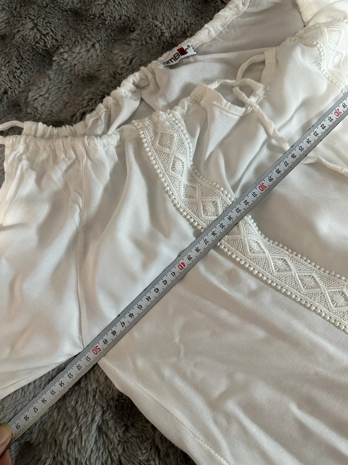 Dantelli Bohem Uzun Kollu Beyaz Bluz - Görsel 4