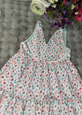 Çiçek Desenli Kolsuz Bohem kadın Elbisesi - Görsel 2