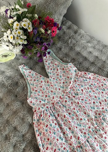 Çiçek Desenli Kolsuz Bohem kadın Elbisesi - Görsel 3