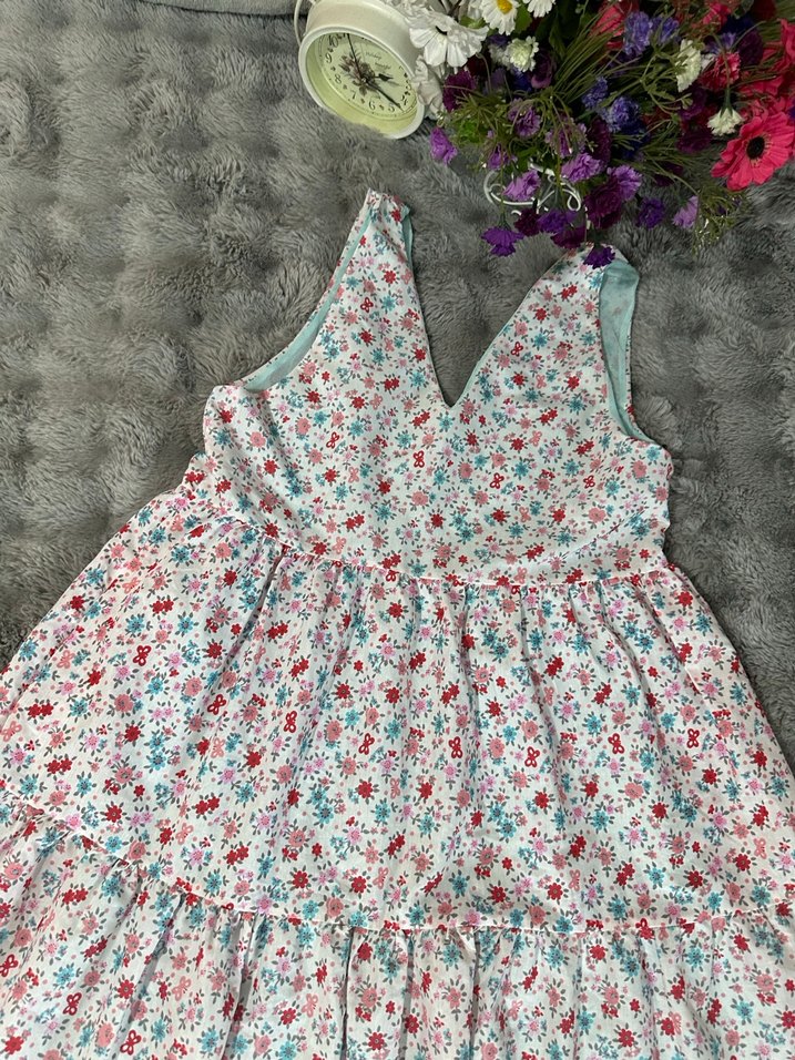 Çiçek Desenli Kolsuz Bohem kadın Elbisesi - Görsel 2