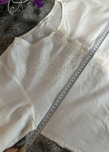 Nakışlı Beyaz Hamile Tunik, Uzun Kollu, Bohem - Görsel 8