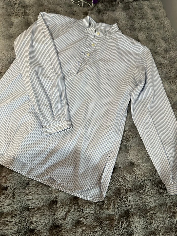 Düğmeli Gri Pamuklu Uzun Kollu Kadın Gömlek - Görsel 3