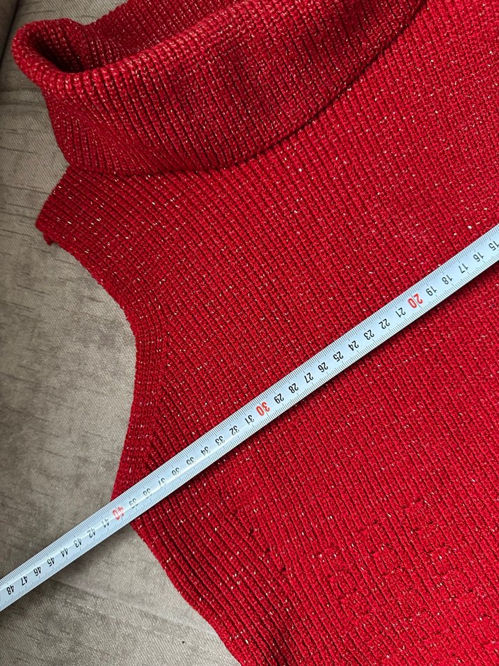 Kırmızı Parlak Balıkçı Yaka Kolsuz Triko - Görsel 5