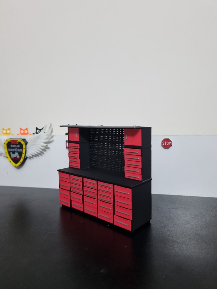 Çok çekmeceli kapaklı 1:18 diorama dolap - Görsel 2