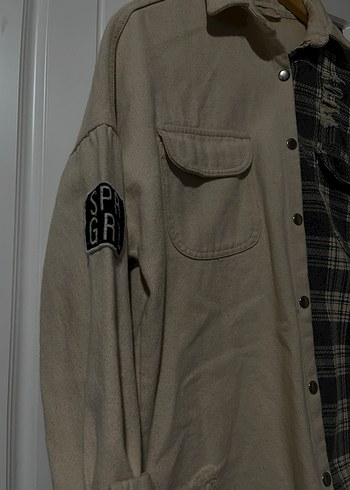 Düğmeli Bej Siyah Ekose Kadın Gömlek - Görsel 3