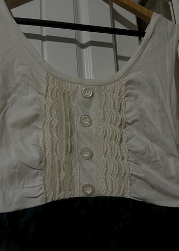 Düğmeli Keten Midi Elbise - Görsel 2