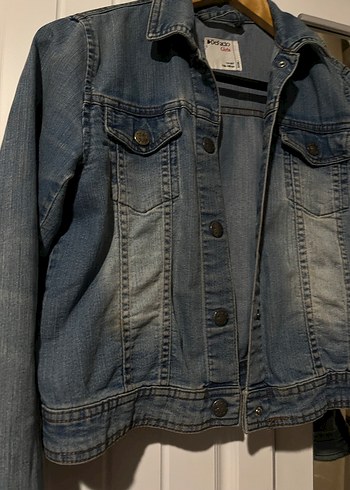 Düğmeli Koyu Mavi Kadın Denim Ceket - Görsel 2