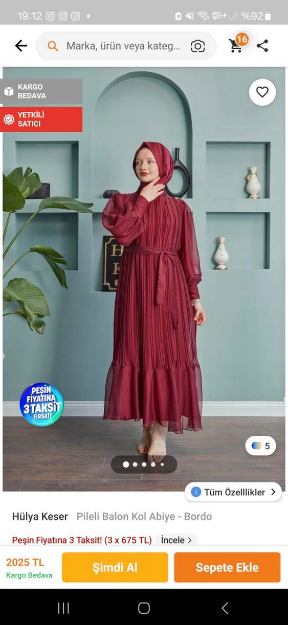 Diger Bordo Piliseli Uzun Kollu Uzun Elbise - Görsel 5