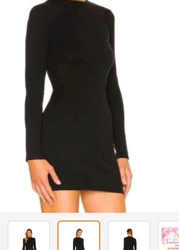 Siyah Yüksek Yakalı Uzun Kollu Mini Elbise - Görsel 2