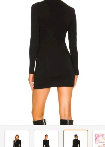 Siyah Yüksek Yakalı Uzun Kollu Mini Elbise - Görsel 3