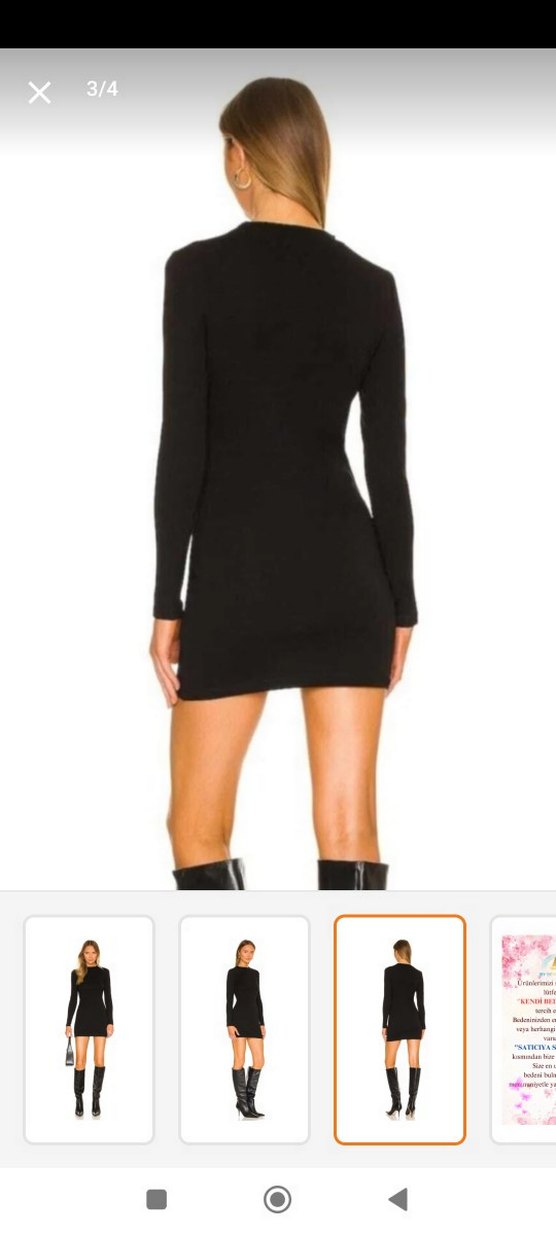 Siyah Yüksek Yakalı Uzun Kollu Mini Elbise - Görsel 3